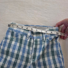 Load image into Gallery viewer, Vintage Green/Blue Plaid Flared Pants kids 6/7
