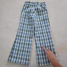 Load image into Gallery viewer, Vintage Green/Blue Plaid Flared Pants kids 6/7
