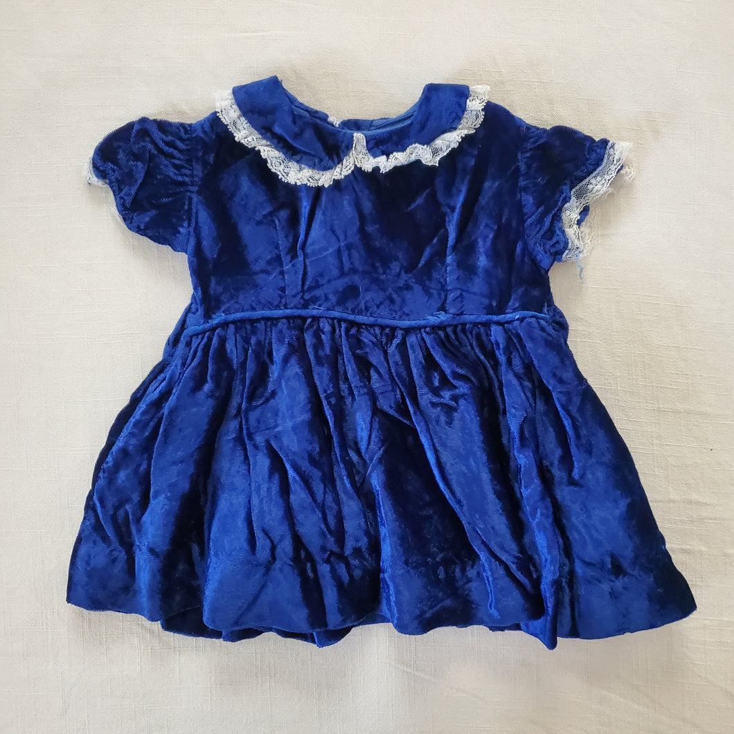 Vintage Sapphire Velvet Dress 6-9 months