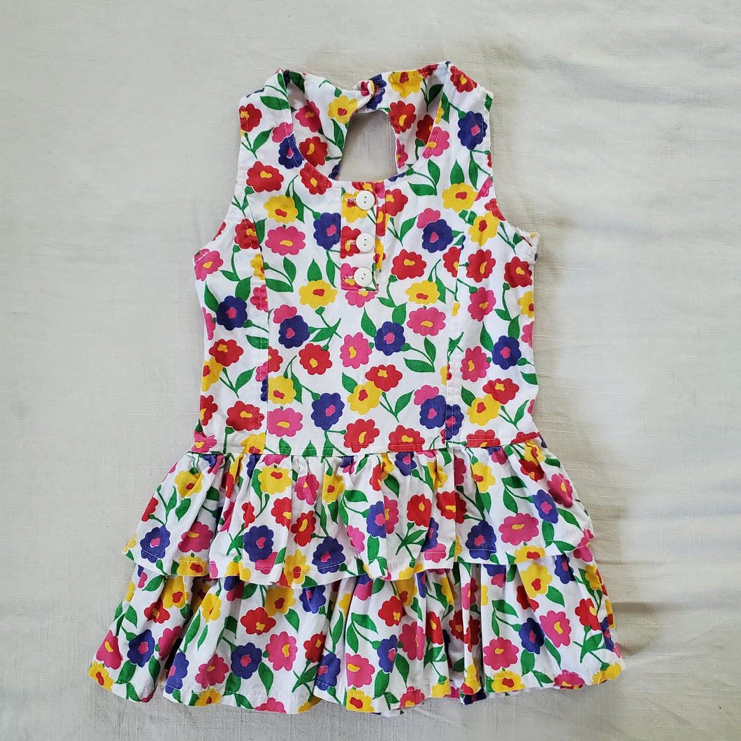Vintage Bright Floral Sleeveless Dress 3t/4t