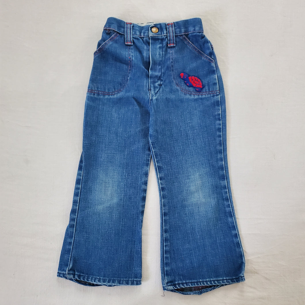 Vintage 70s Turtle Patch Flared Jeans 4t