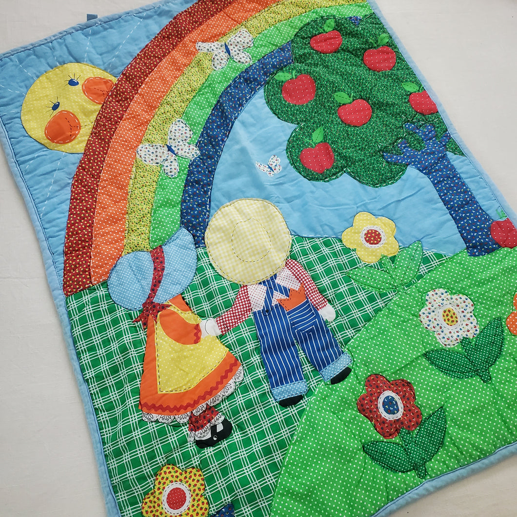 Vintage Colorful Kids Scene Hanging Blanket