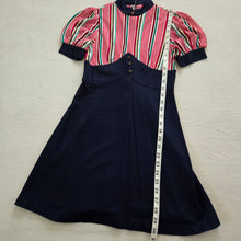 Load image into Gallery viewer, Vintage Striped + Navy Dress kids 10/12
