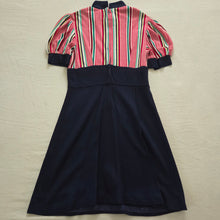 Load image into Gallery viewer, Vintage Striped + Navy Dress kids 10/12
