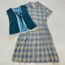 Load image into Gallery viewer, Vintage Plaid Dress + Velvet Vest Bundle kids 14
