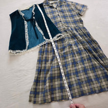 Load image into Gallery viewer, Vintage Plaid Dress + Velvet Vest Bundle kids 14
