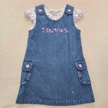 Load image into Gallery viewer, Vintage Y2k Denim Dress + Shirt Set 5t
