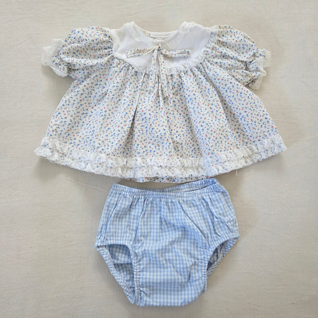 Vintage Floral Top + Gingham Bloomers Bundle 0-6 months