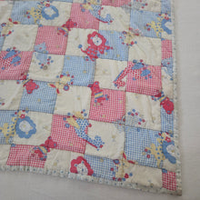 Load image into Gallery viewer, Vintage Patchwork Animals Quilted Toddler Blanket *flaw
