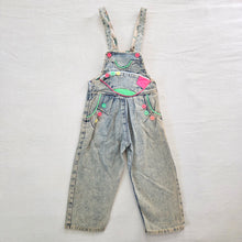 Load image into Gallery viewer, Vintage Neon Pop Denim Overalls 3t *flaw
