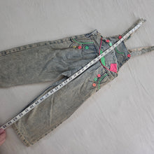 Load image into Gallery viewer, Vintage Neon Pop Denim Overalls 3t *flaw
