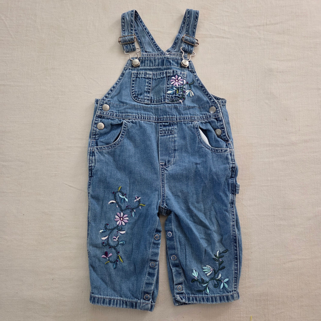 Vintage Gap Floral Embroidered Denim Overalls 12-18 months