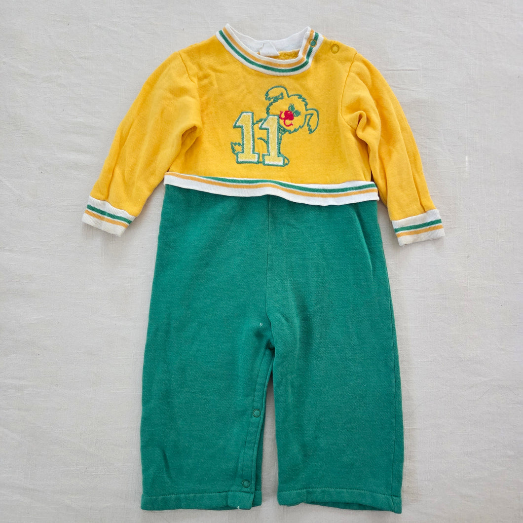 Vintage 70s Dog Color Block Bodysuit 12-18 months