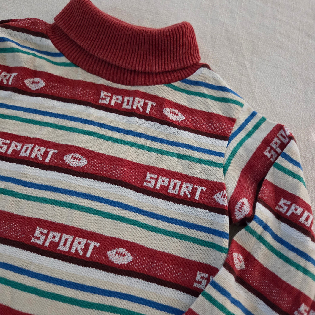 Vintage Sport Football Striped Turtleneck 3t