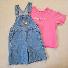 Load image into Gallery viewer, Vintage Shortalls + Pink Shirt Set kids 6/8
