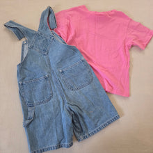 Load image into Gallery viewer, Vintage Shortalls + Pink Shirt Set kids 6/8
