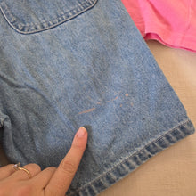 Load image into Gallery viewer, Vintage Shortalls + Pink Shirt Set kids 6/8
