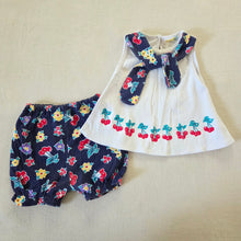 Load image into Gallery viewer, Vintage Cherry Floral Matching Set 12 months

