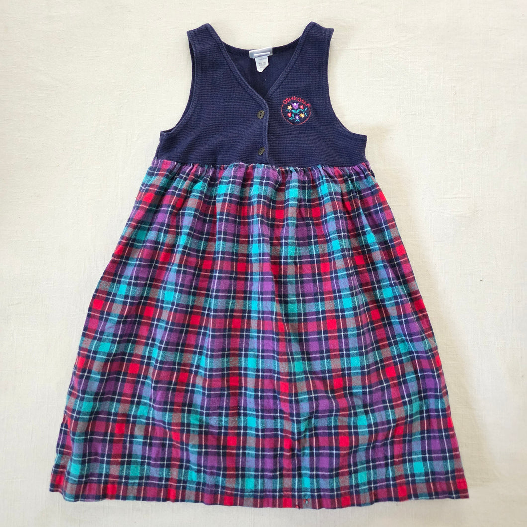 Vintage Oshkosh Plaid Flower Dress kids 6