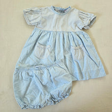 Load image into Gallery viewer, Vintage Oshkosh Dotted + Striped Dress/Bloomers Set 18 months
