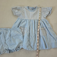 Load image into Gallery viewer, Vintage Oshkosh Dotted + Striped Dress/Bloomers Set 18 months
