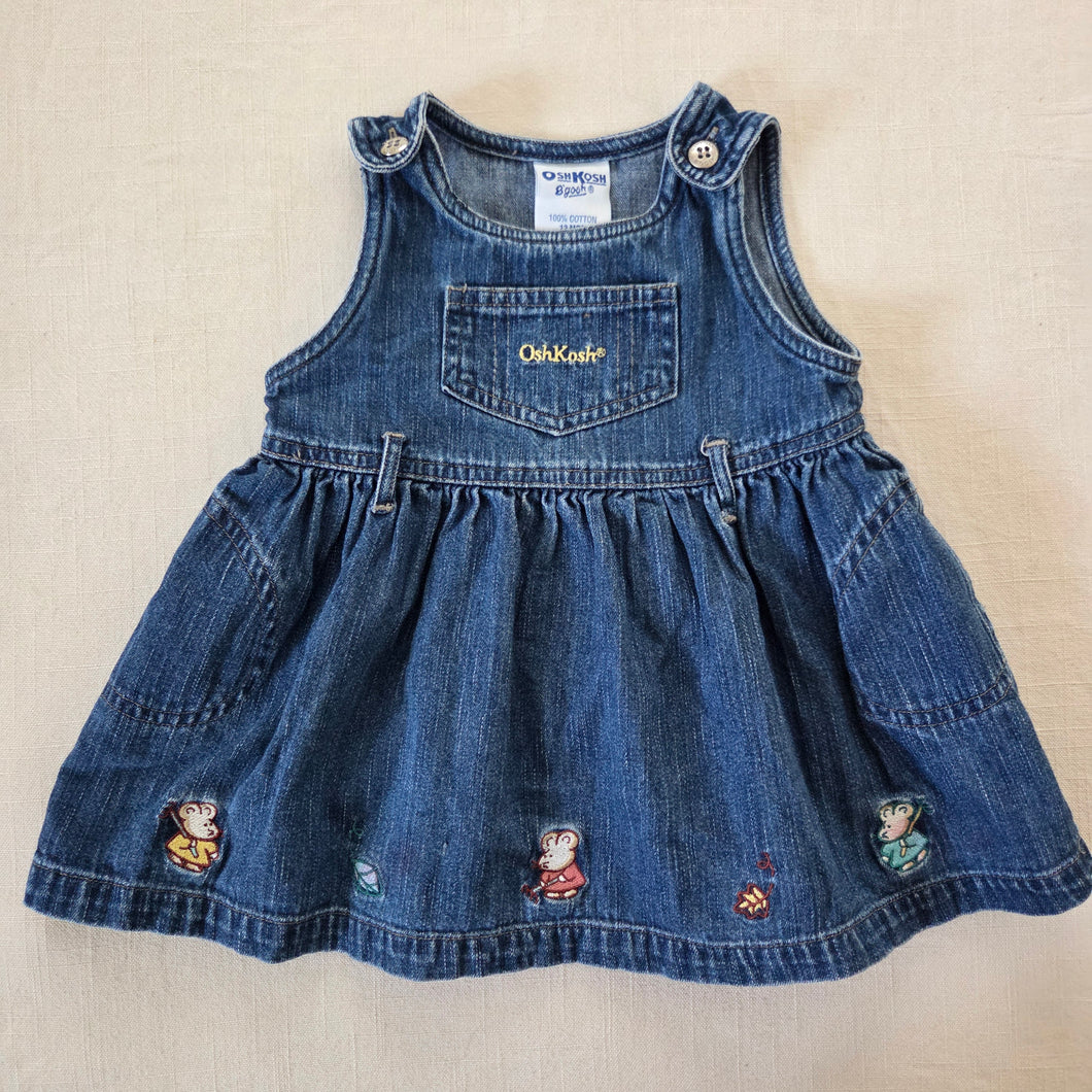 Vintage Oshkosh Mouse Embroidered Dress 12 months