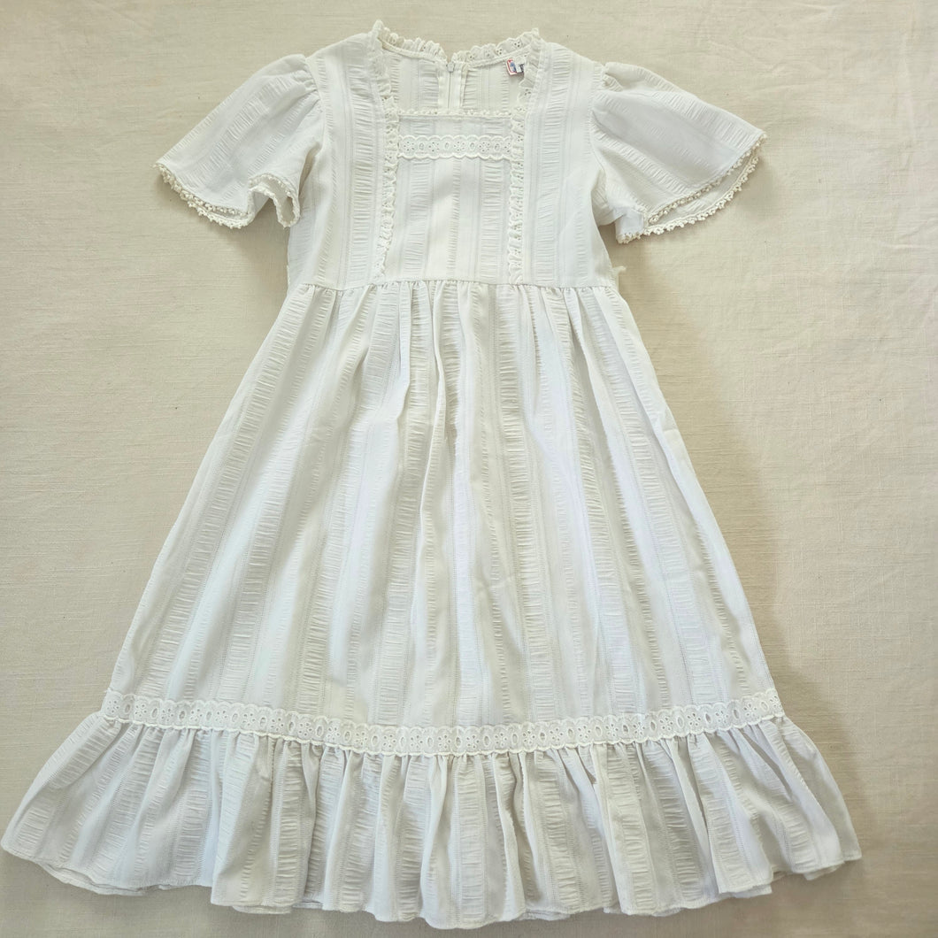 Vintage Neiman Marcus White Textured Dress kids 10/12