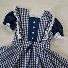 Load image into Gallery viewer, Vintage Navy Gingham Full Circle Dress kids 6
