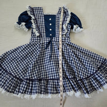 Load image into Gallery viewer, Vintage Navy Gingham Full Circle Dress kids 6
