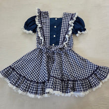 Load image into Gallery viewer, Vintage Navy Gingham Full Circle Dress kids 6
