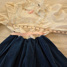 Load image into Gallery viewer, Vintage Cream + Navy Velour Dress 5t

