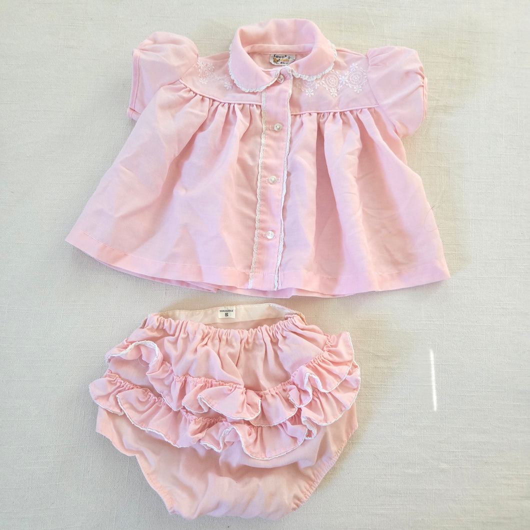 Vintage 60s Pink Ruffle Bum Set 0-3 months