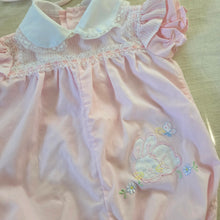 Load image into Gallery viewer, Vintage Pink Bubble Romper + Bonnet Set 0-3 months
