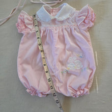 Load image into Gallery viewer, Vintage Pink Bubble Romper + Bonnet Set 0-3 months
