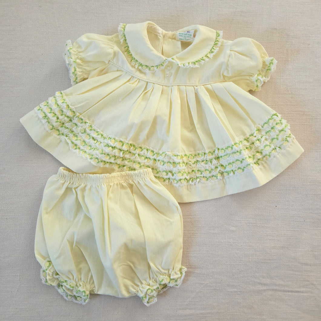 Vintage Yellow Ruffled Matching Set 6-9 months