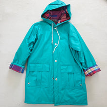 Load image into Gallery viewer, Vintage Teal Flannel-Lined Raincoat kids 7
