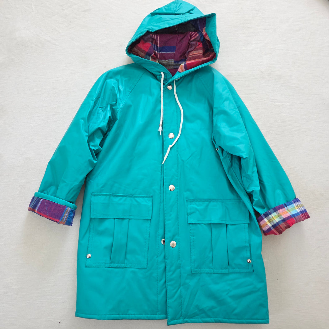 Vintage Teal Flannel-Lined Raincoat kids 7