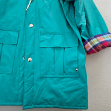 Load image into Gallery viewer, Vintage Teal Flannel-Lined Raincoat kids 7
