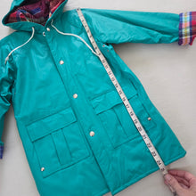 Load image into Gallery viewer, Vintage Teal Flannel-Lined Raincoat kids 7
