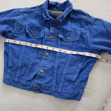 Load image into Gallery viewer, Vintage Levi&#39;s Royal Blue Trucker Jacket Orange Tab 4t/5t
