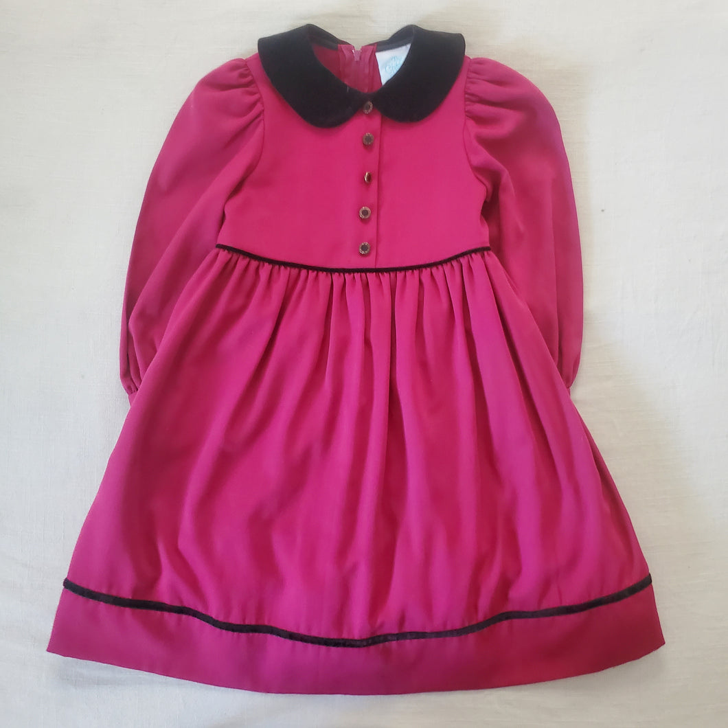 Vintage Dark Pink Long Sleeve Dress 4t