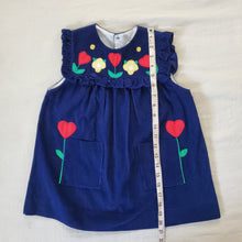 Load image into Gallery viewer, Vintage Heart Flowers Blue Cord Dress 4t
