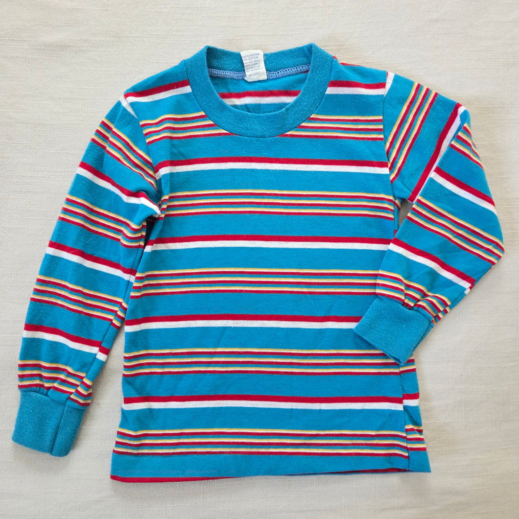Vintage Blue/Red/Yellow Striped Long Sleeve 3t