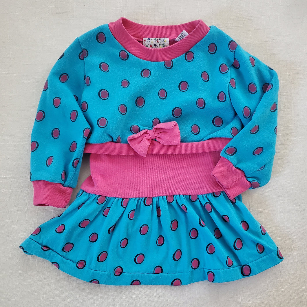 Vintage Blue/Pink Polka Dot Short Dress 2t