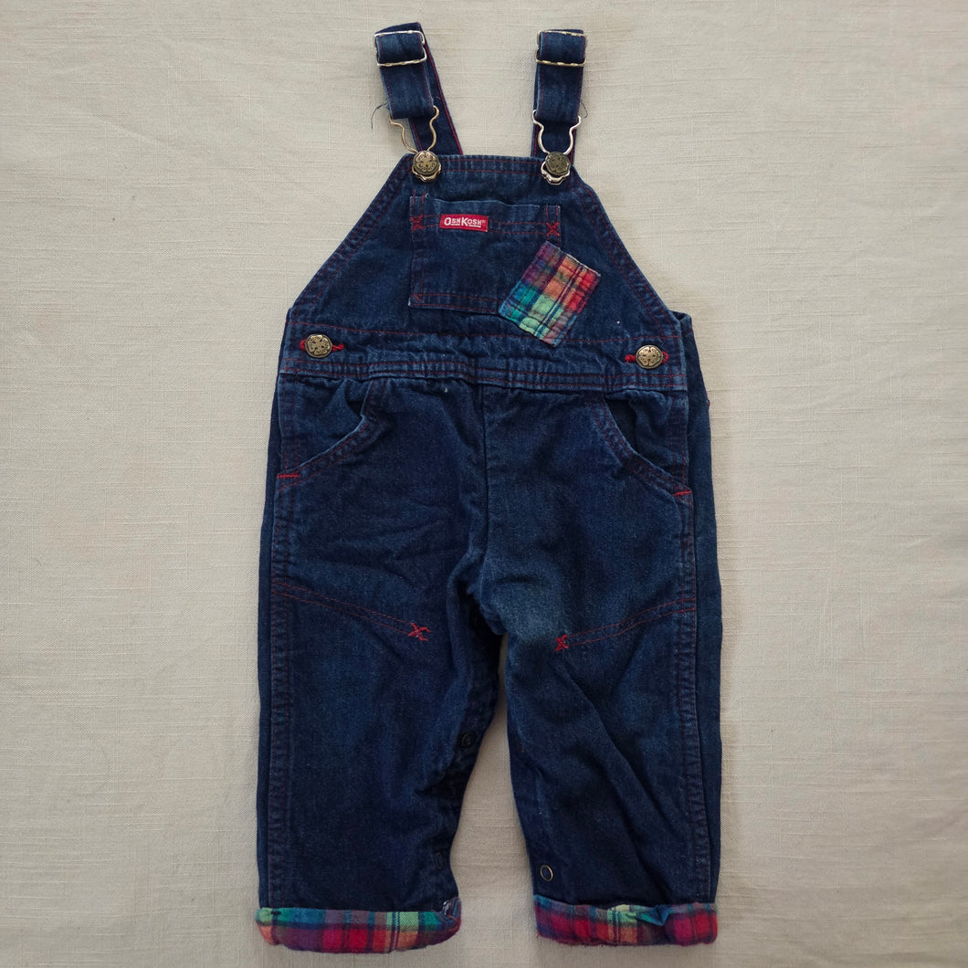 Vintage Oshkosh Denim Plaid Overalls 6-9 months