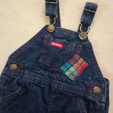 Load image into Gallery viewer, Vintage Oshkosh Denim Plaid Overalls 6-9 months
