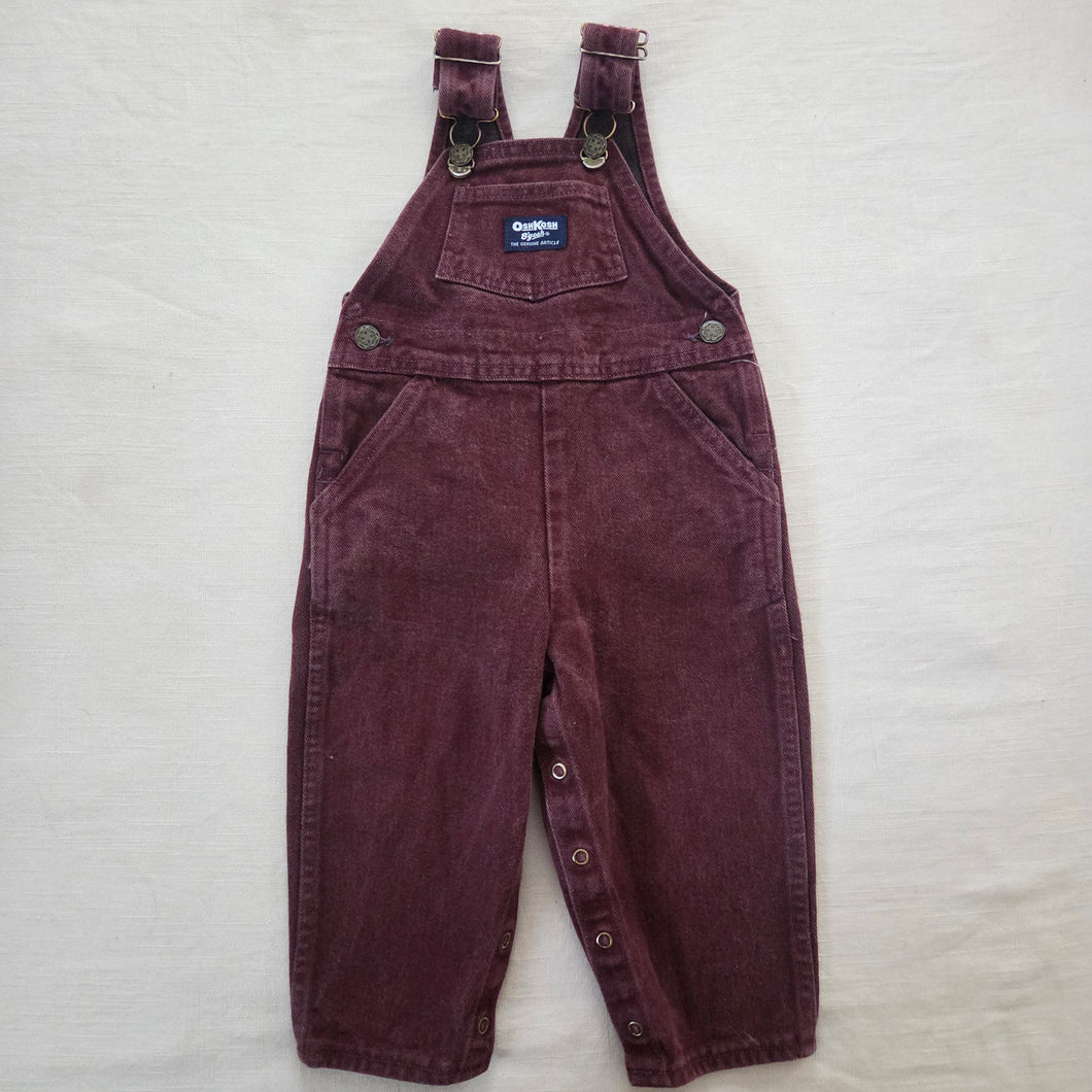Vintage Oshkosh Burgundy Denim Overalls 2t