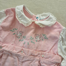 Load image into Gallery viewer, Vintage Birds Pink Footed Bodysuit 3-6 months
