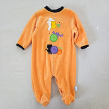 Load image into Gallery viewer, Vintage Halloween Boo Velour Footed PJs 3-6 months
