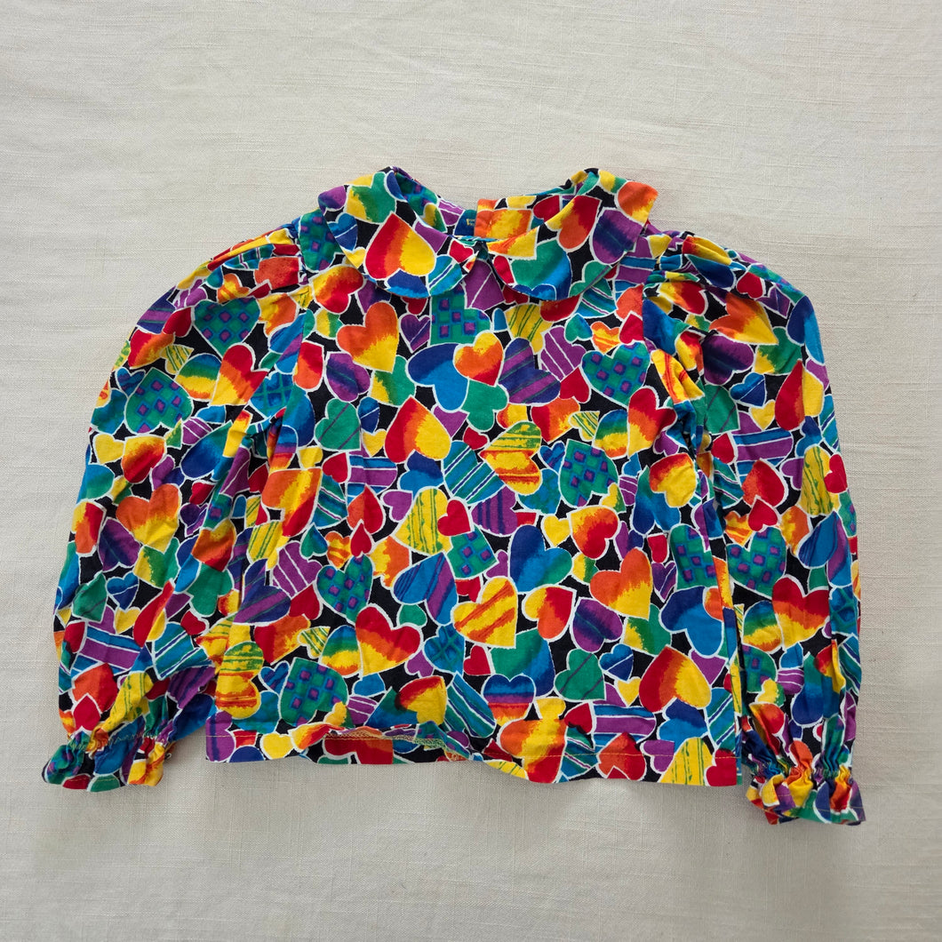 Vintage Colorful Heart Girly Long Sleeve 3t